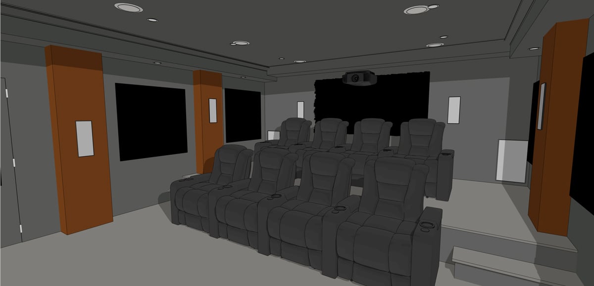 Home theater seating rendering