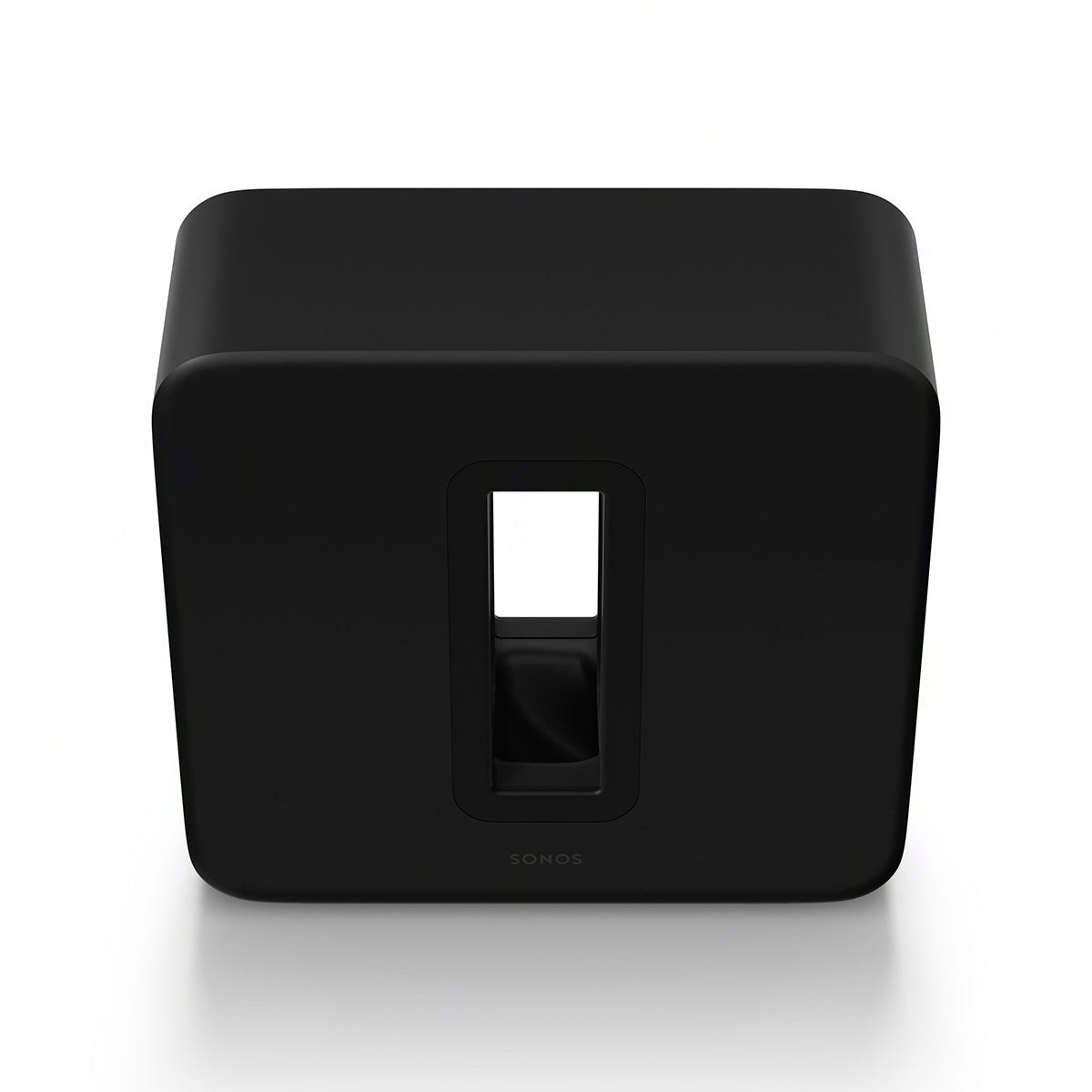 Sonos Sub 4 Wireless Subwoofer - Black top and front view angled down
